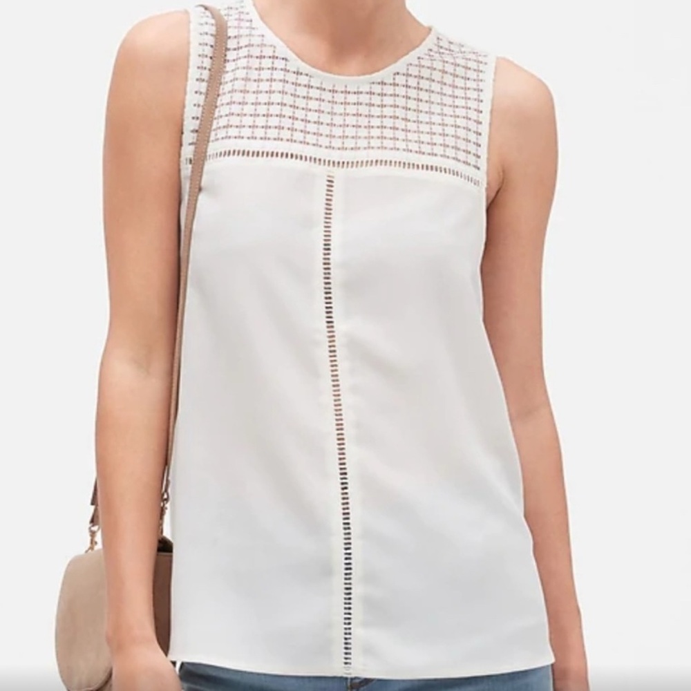 Banana Republic Lace Yoke Sleeveless Shirt